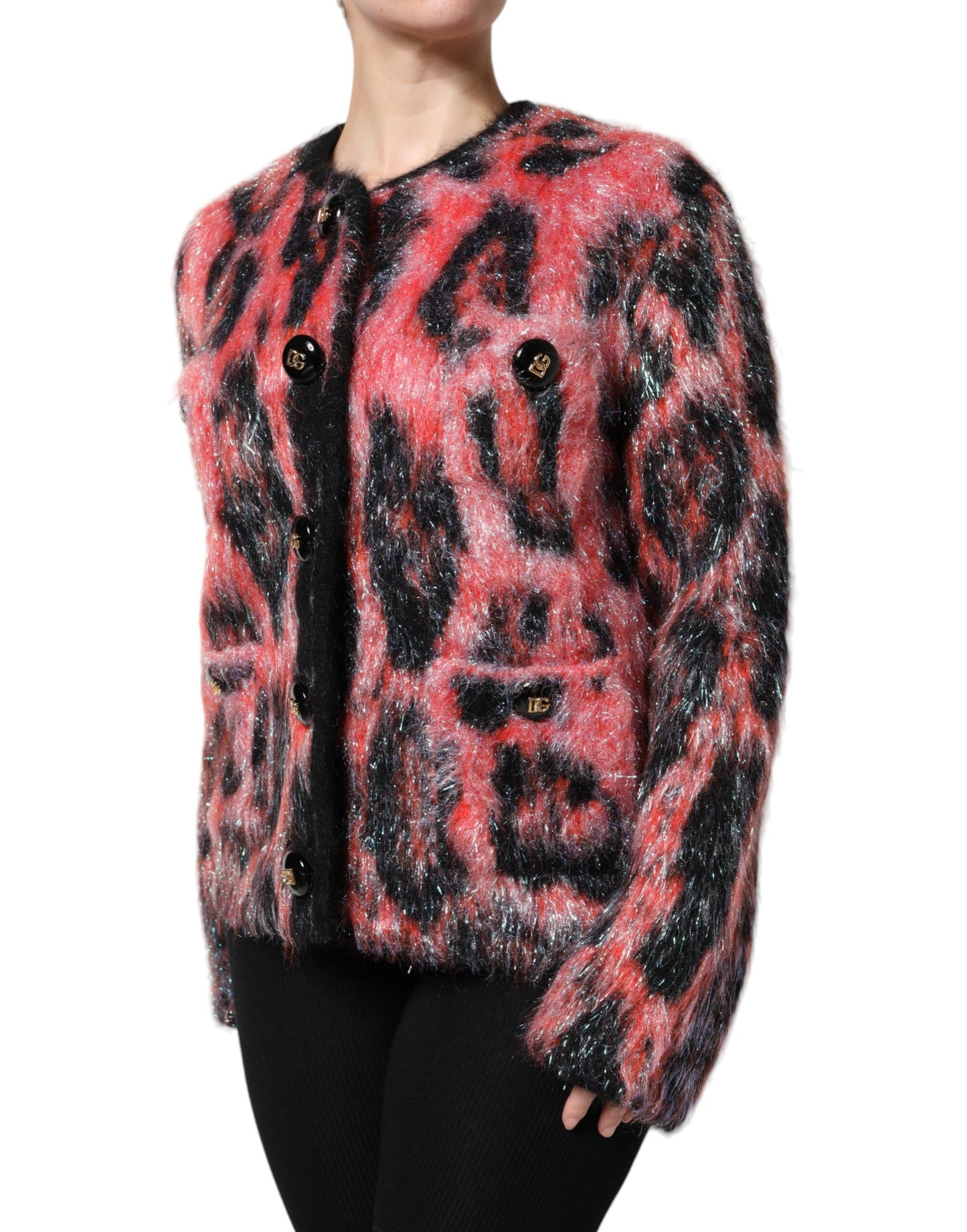 Dolce &amp; Gabbana Roter Cardigan aus Mohairwolle mit Knopfleiste