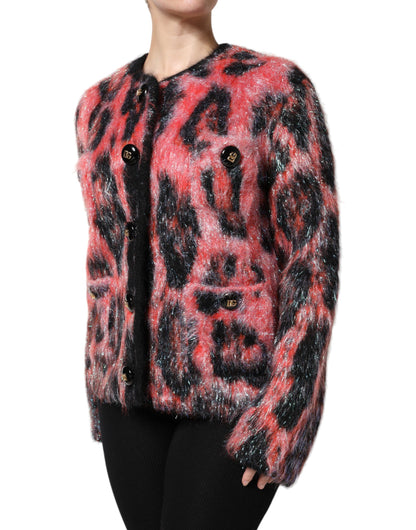 Dolce &amp; Gabbana Roter Cardigan aus Mohairwolle mit Knopfleiste