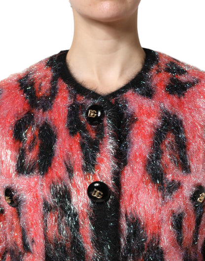 Dolce &amp; Gabbana Roter Cardigan aus Mohairwolle mit Knopfleiste