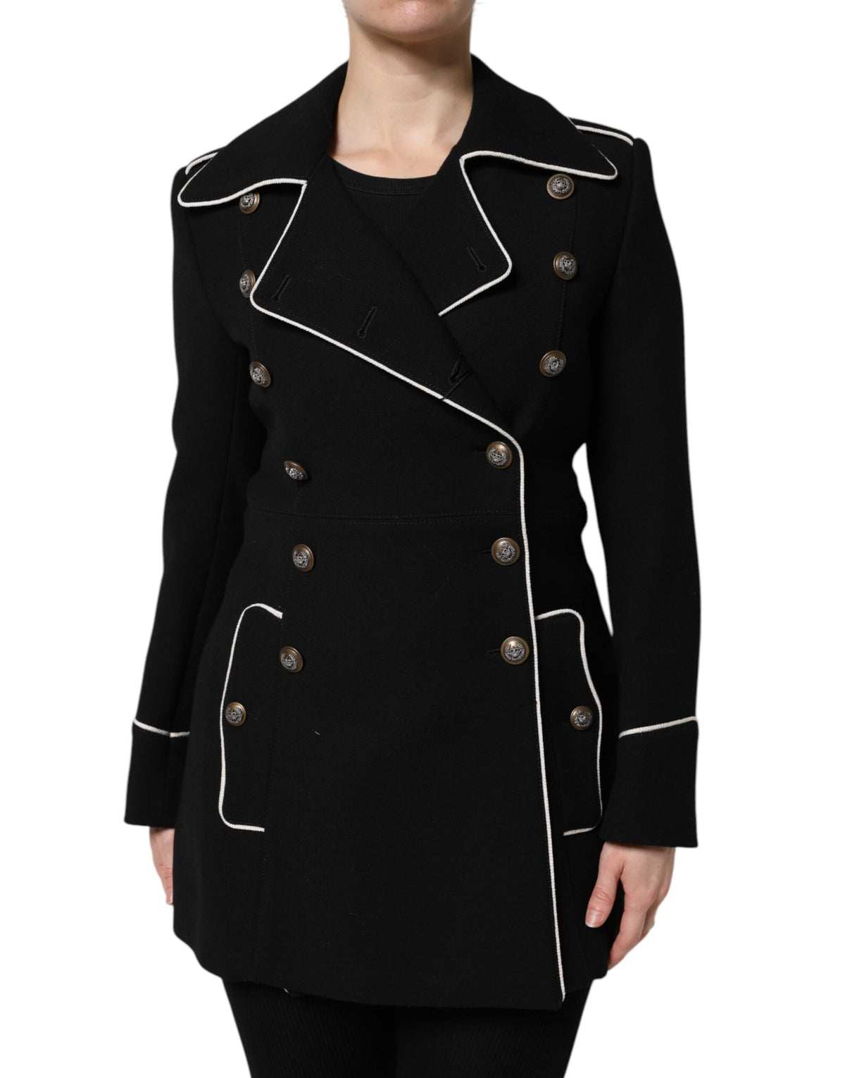 Dolce &amp; Gabbana – Zweireihiger Blazer aus schwarzer Wolle