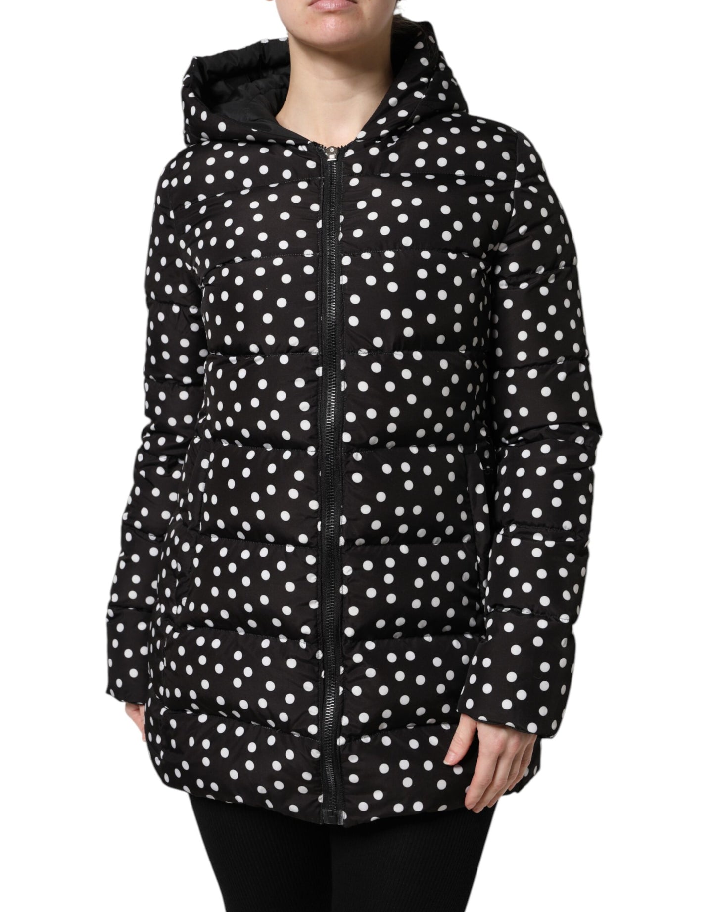 Dolce &amp; Gabbana – Wendbare Pufferjacke mit Kapuze und Reißverschluss in Schwarz