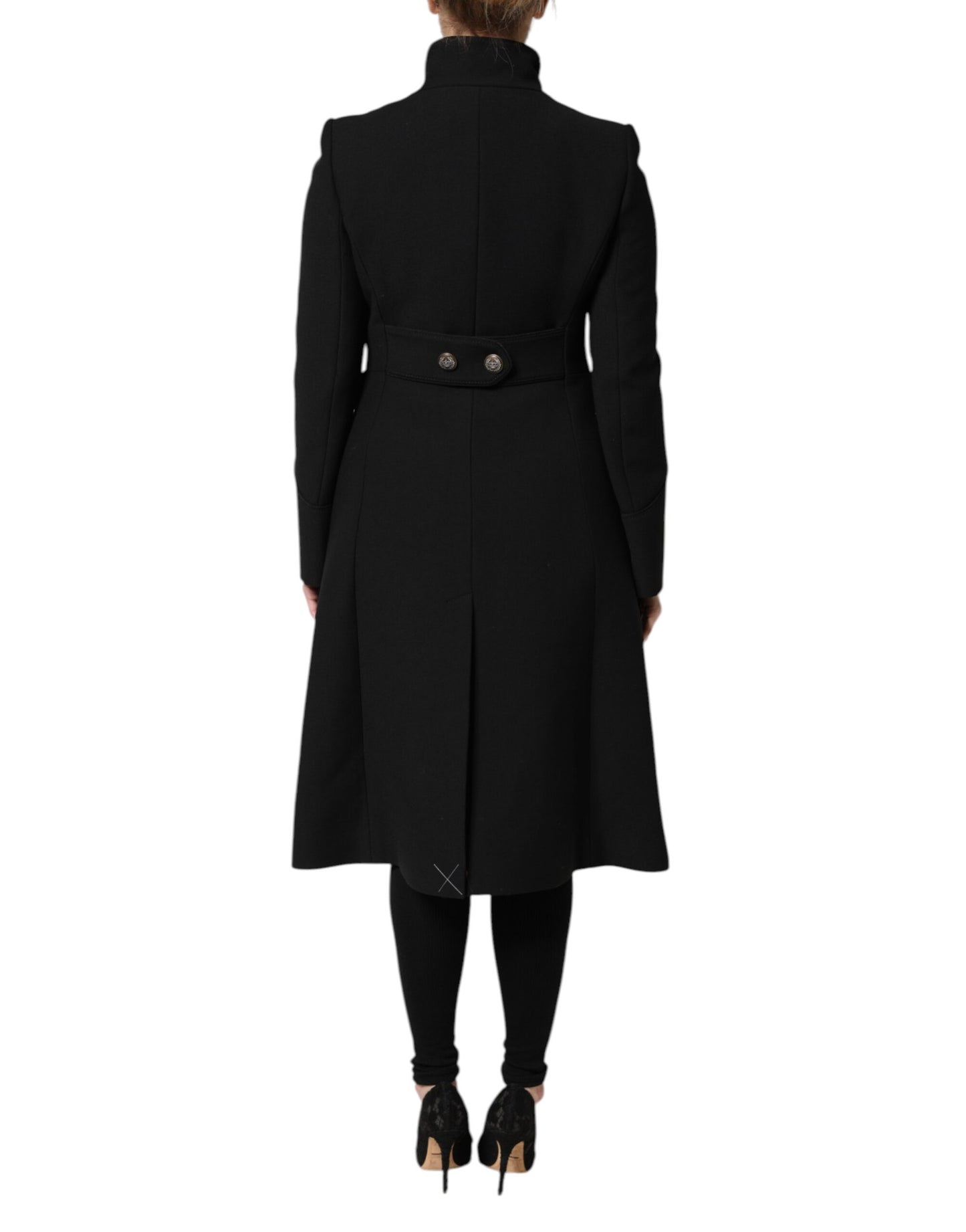 Dolce &amp; Gabbana – Einreihige Trenchcoat-Jacke aus schwarzer Wolle