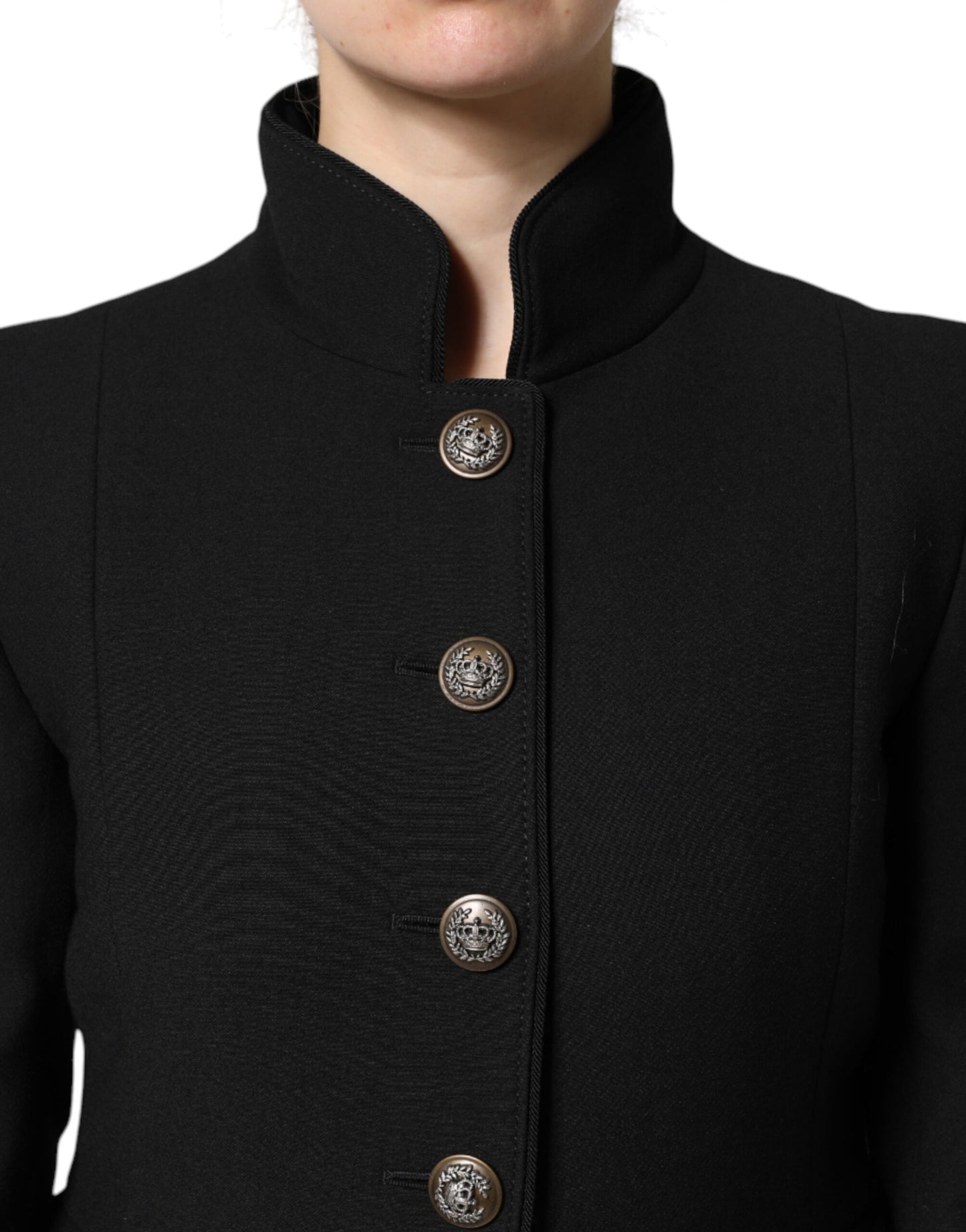 Dolce &amp; Gabbana – Einreihige Trenchcoat-Jacke aus schwarzer Wolle
