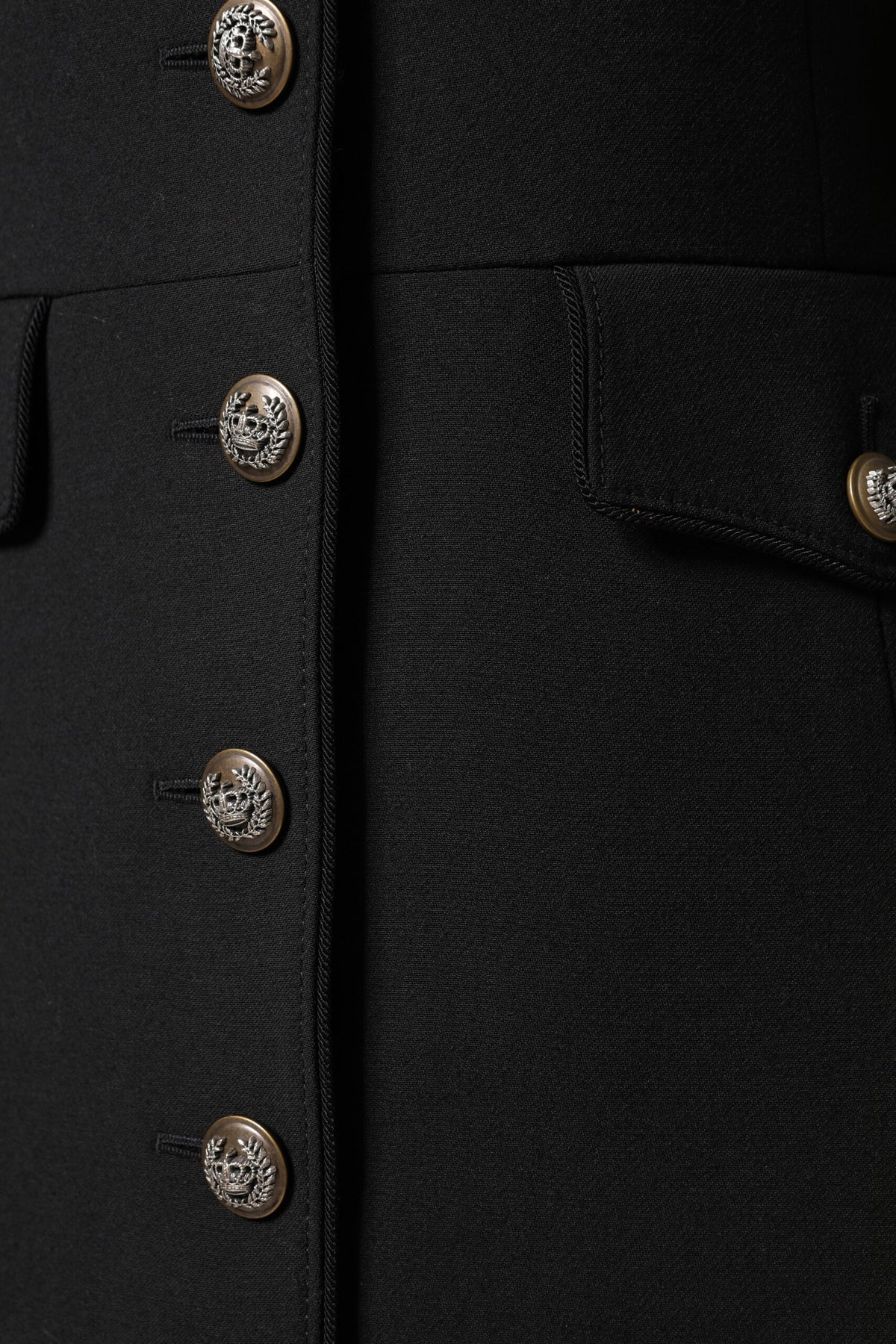 Dolce &amp; Gabbana – Einreihige Trenchcoat-Jacke aus schwarzer Wolle