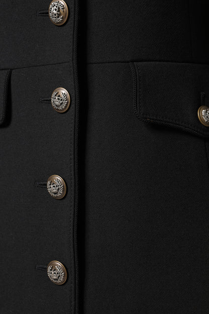 Dolce &amp; Gabbana – Einreihige Trenchcoat-Jacke aus schwarzer Wolle