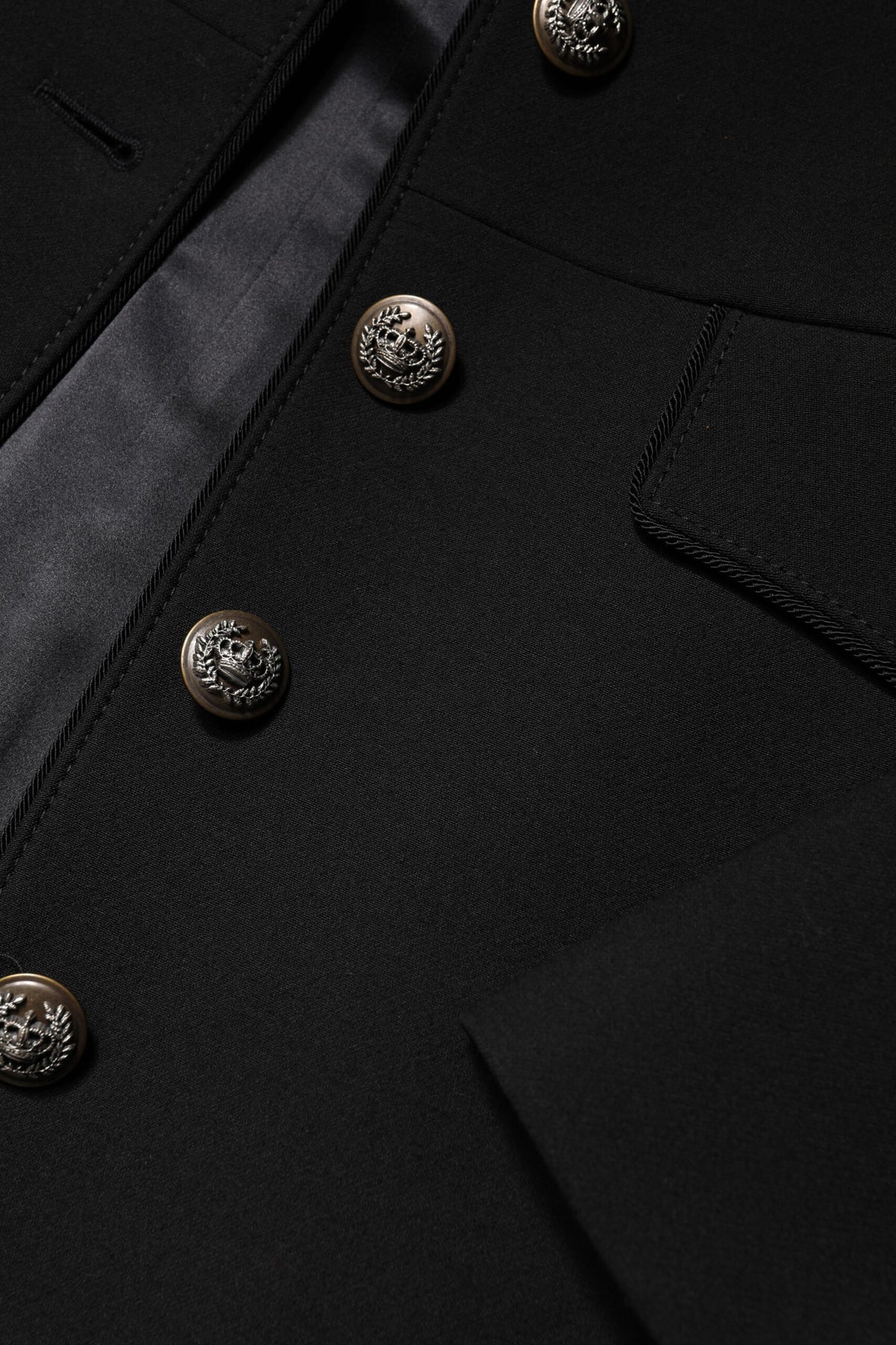 Dolce &amp; Gabbana – Einreihige Trenchcoat-Jacke aus schwarzer Wolle