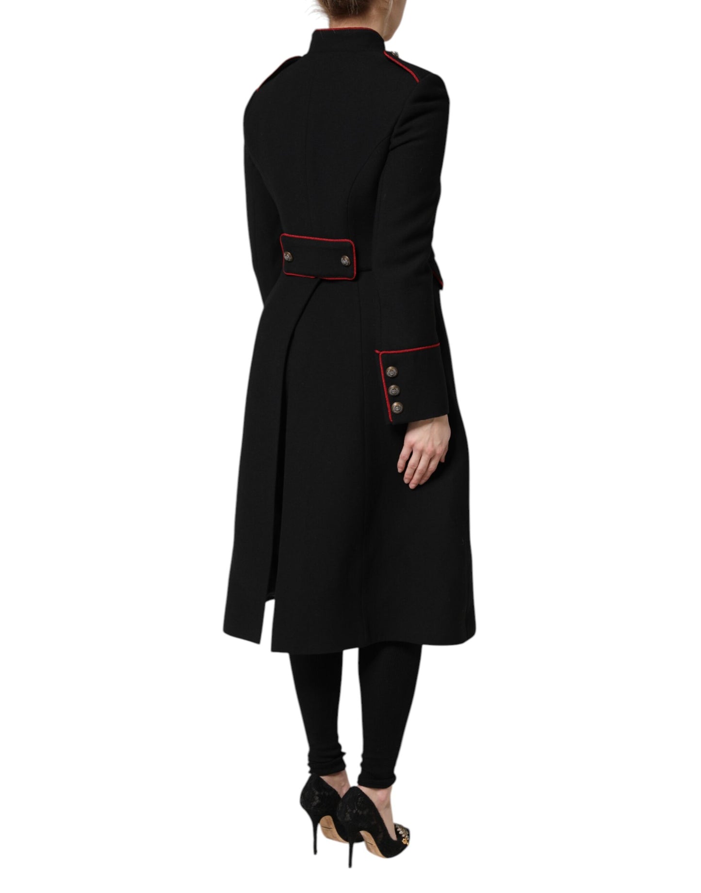 Dolce &amp; Gabbana – Einreihige Trenchcoat-Jacke aus schwarzer Wolle