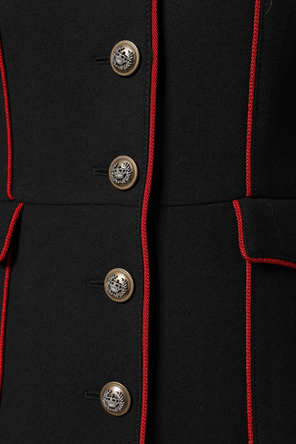 Dolce &amp; Gabbana – Einreihige Trenchcoat-Jacke aus schwarzer Wolle