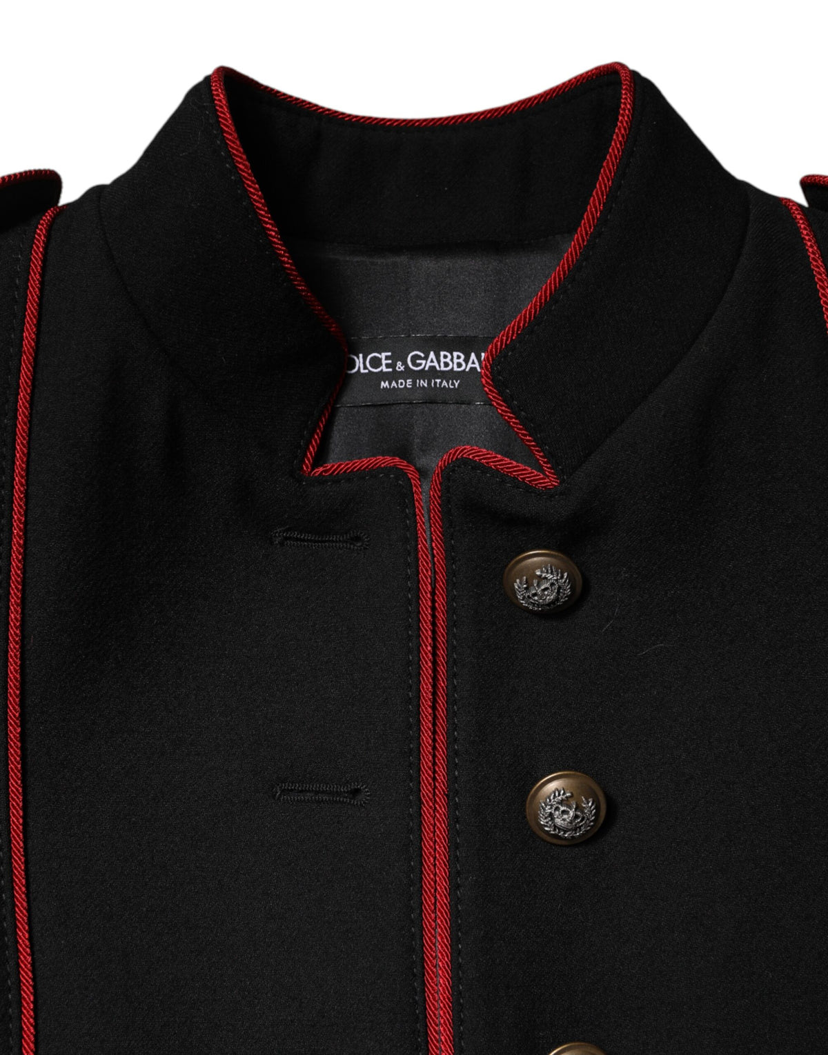Dolce &amp; Gabbana – Einreihige Trenchcoat-Jacke aus schwarzer Wolle