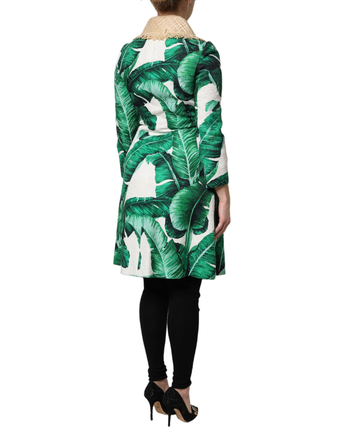 Dolce &amp; Gabbana – Trenchcoat-Jacke mit mehrfarbigem Blattdruck und Verzierung