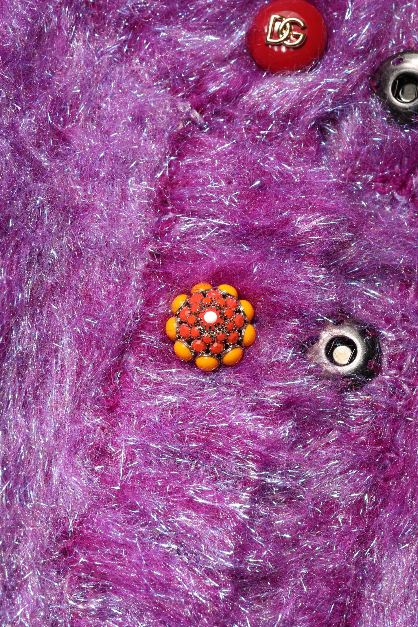 Dolce &amp; Gabbana – Trenchcoat-Jacke mit violetter Knopfverzierung