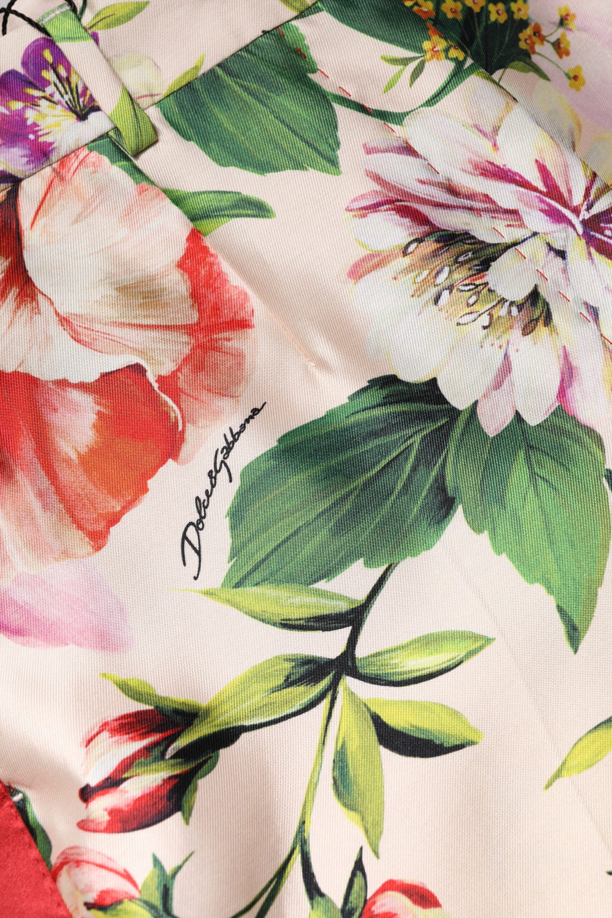 Dolce &amp; Gabbana – Gerade geschnittene Hose mit hohem Bund und Blumenmuster in Mehrfarbig
