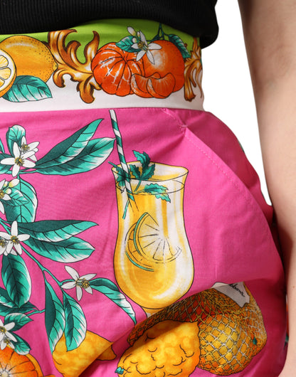 Dolce &amp; Gabbana – Rosa bedruckte Hotpants-Shorts mit hoher Taille
