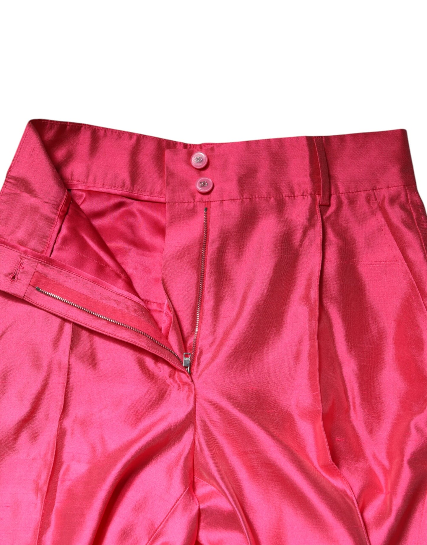 Dolce &amp; Gabbana – Hoch taillierte Karottenhose aus rosa Seide