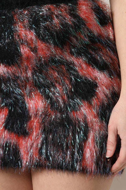 Dolce &amp; Gabbana Mehrfarbiger Minirock aus Plüsch mit hoher Taille