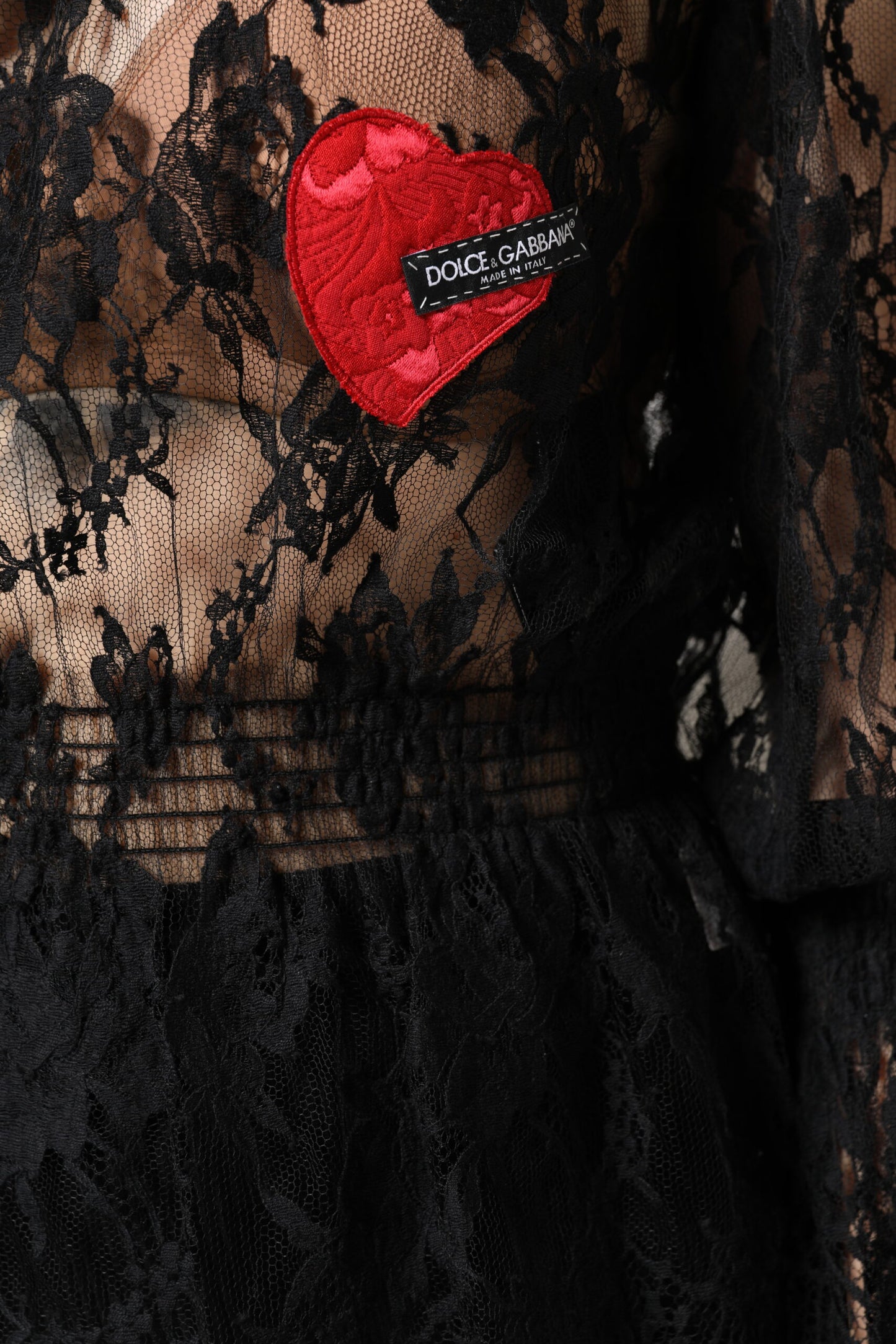 Dolce &amp; Gabbana Schwarzes Blusentop aus Baumwoll-Blumenspitze