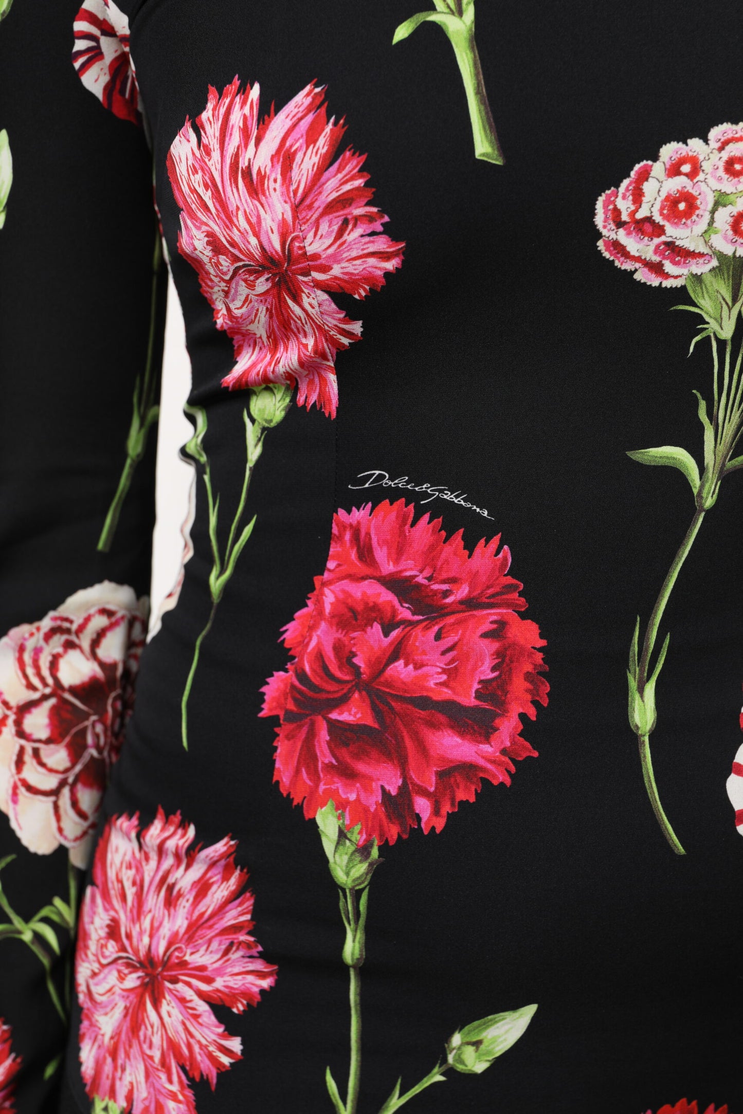 Dolce &amp; Gabbana Schwarzes, langärmliges Blusentop für Damen mit Blumenmuster