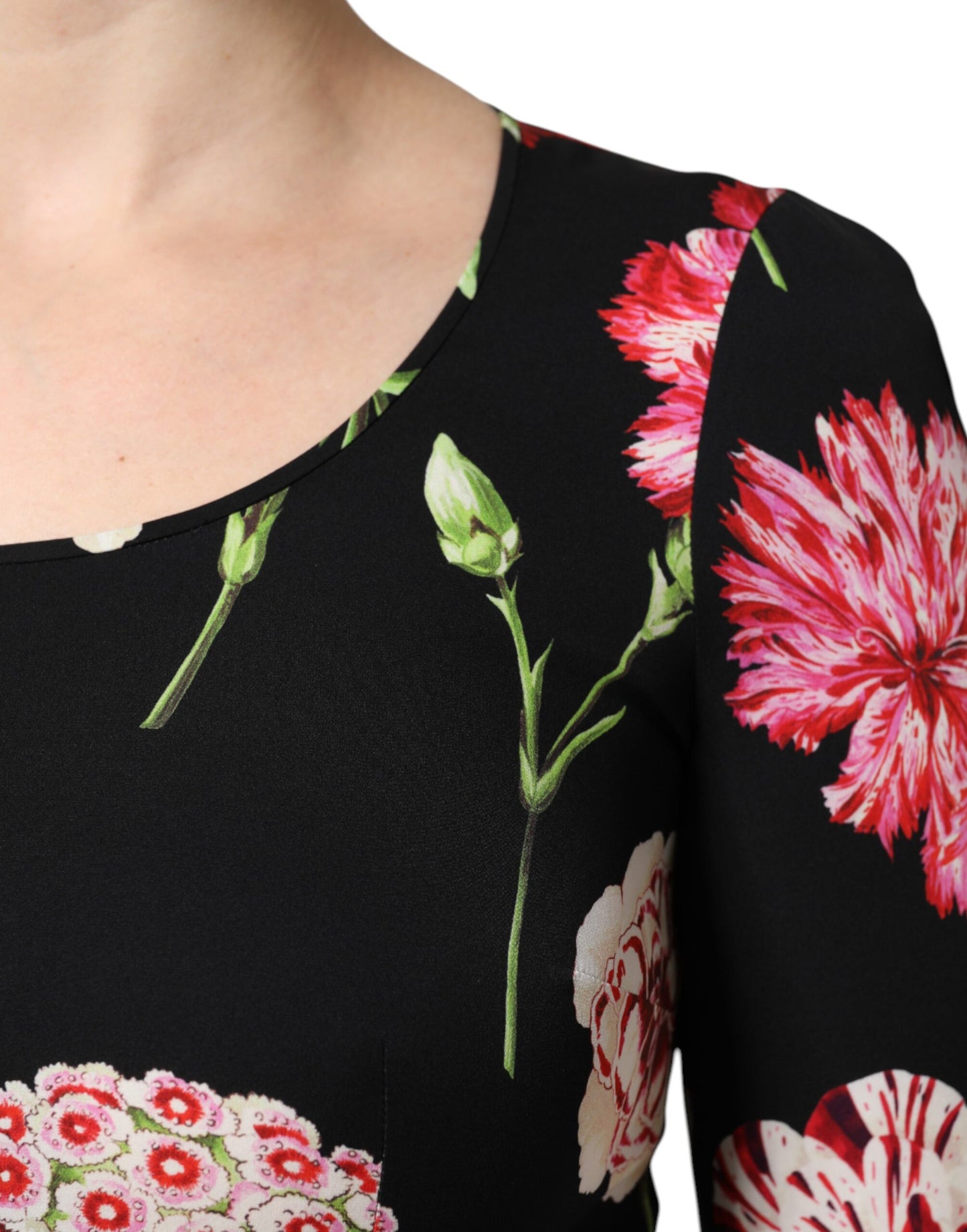 Dolce &amp; Gabbana Schwarzes, langärmliges Blusentop für Damen mit Blumenmuster