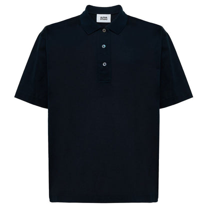Blaues Poloshirt aus Baumwolle von Alpha Studio