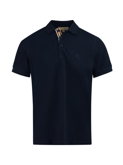 Burberry Navy Blue Cotton Collared Polo Shirt