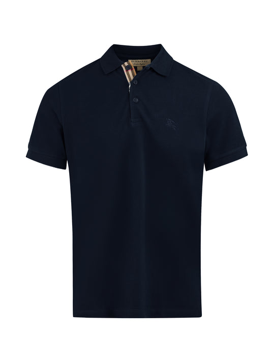 Burberry Navy Blue Cotton Collared Polo Shirt