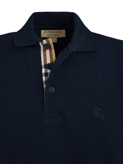 Burberry Navy Blue Cotton Collared Polo Shirt