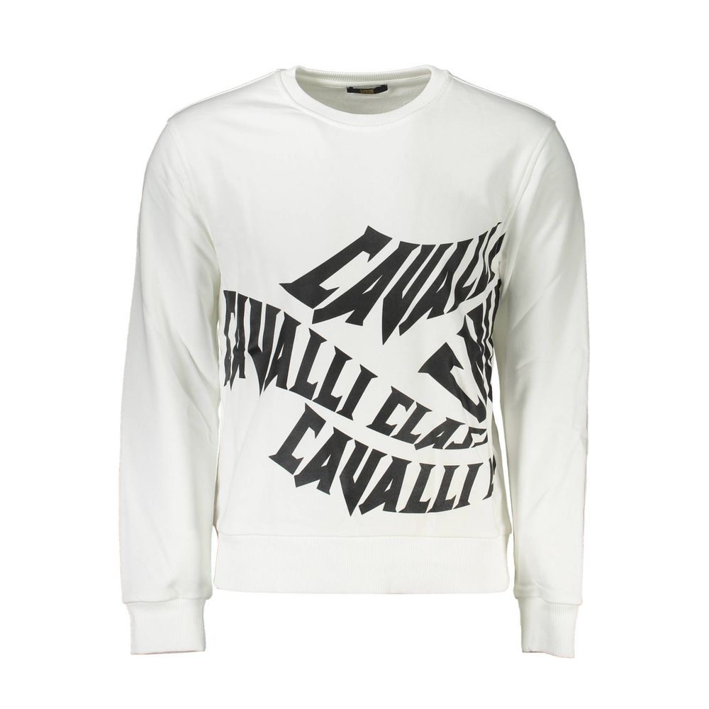 Cavalli Class Weißer Baumwollpullover für Herren