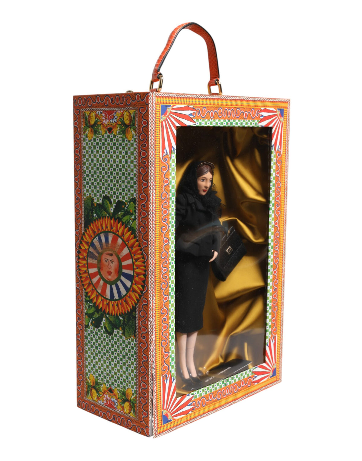 Dolce &amp; Gabbana Schwarzes Kleid Keramik Porzellan Mode Leder Sicily Dolls