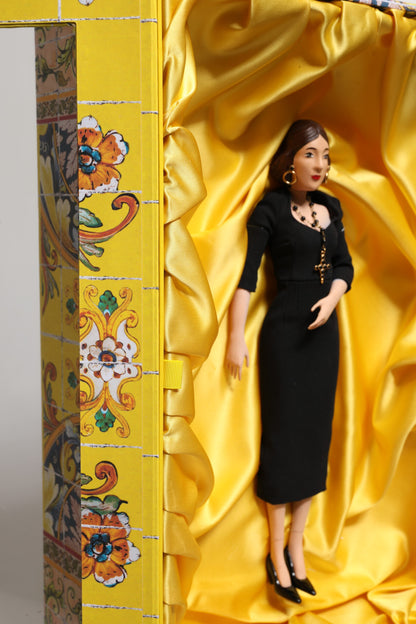 Dolce & Gabbana Black Dress Ceramic Porcelain Fashion Leather Sicily Dolls