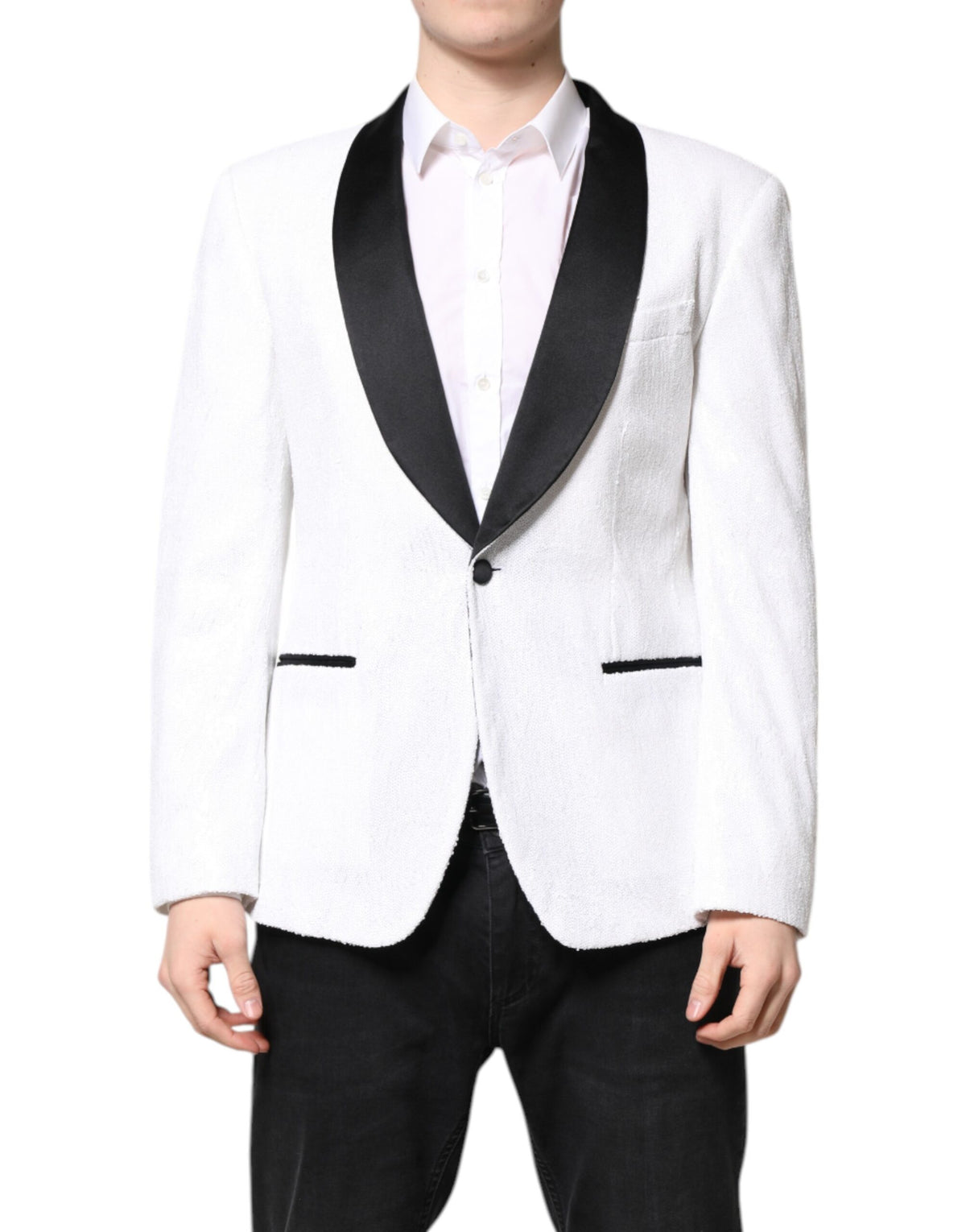Dolce & Gabbana White Nylon Single Breasted Coat Blazer