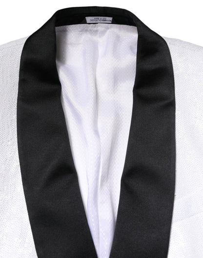 Dolce &amp; Gabbana – Einreihiger Blazer aus weißem Nylon