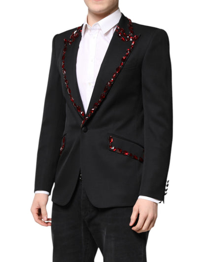 Dolce &amp; Gabbana Schwarzer SICILIA Blazer mit Kristallverzierung