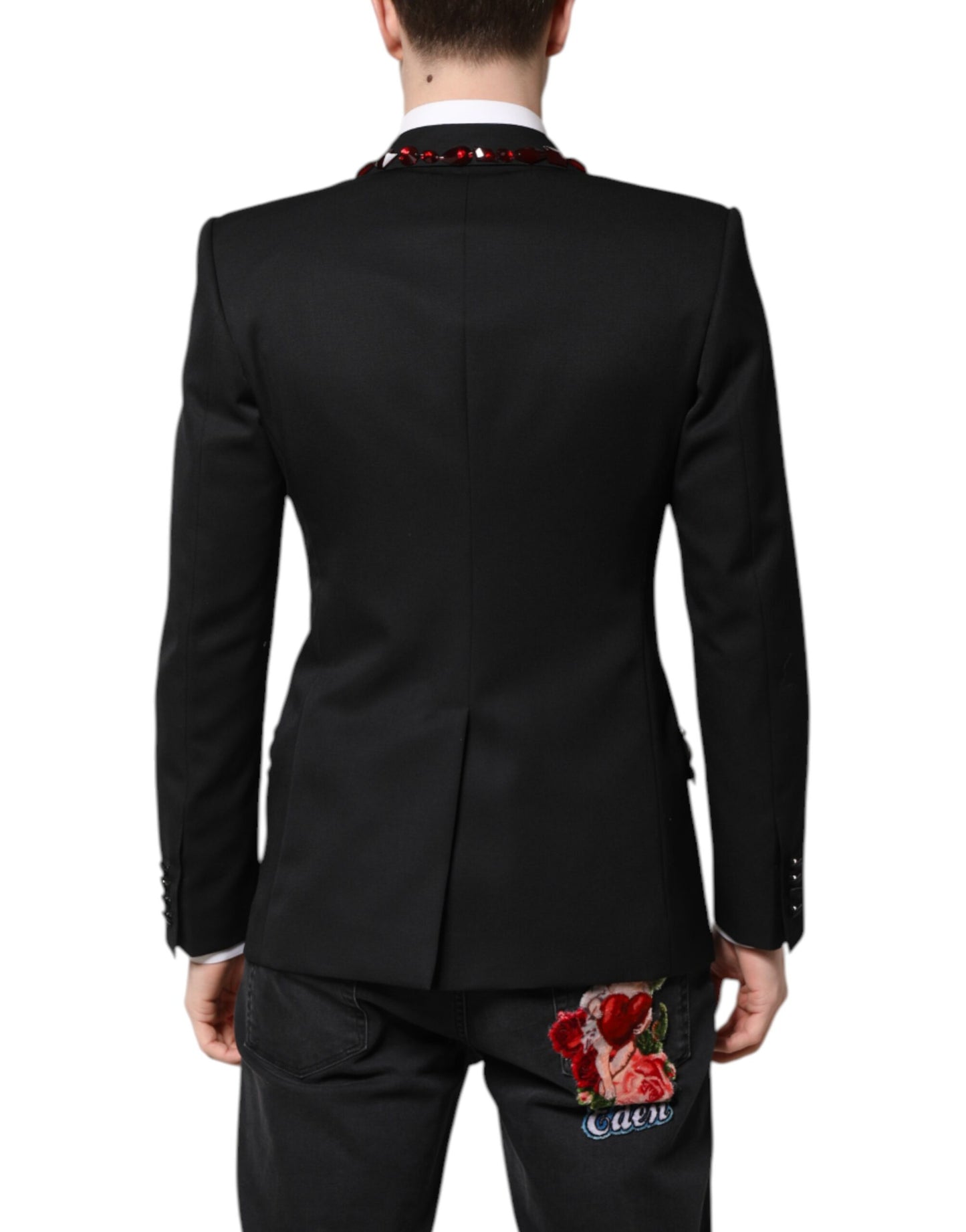 Dolce &amp; Gabbana Schwarzer SICILIA Blazer mit Kristallverzierung
