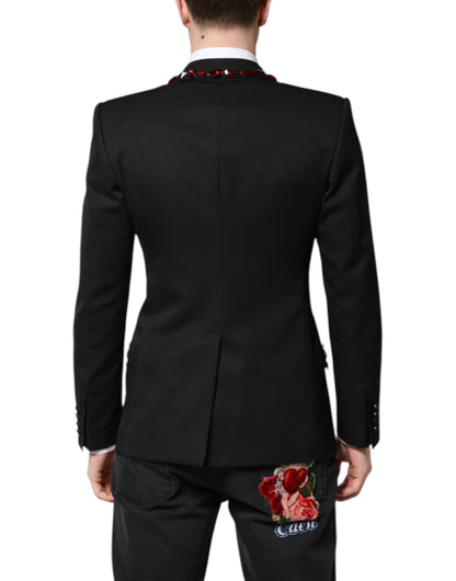 Dolce &amp; Gabbana Schwarzer SICILIA Blazer mit Kristallverzierung