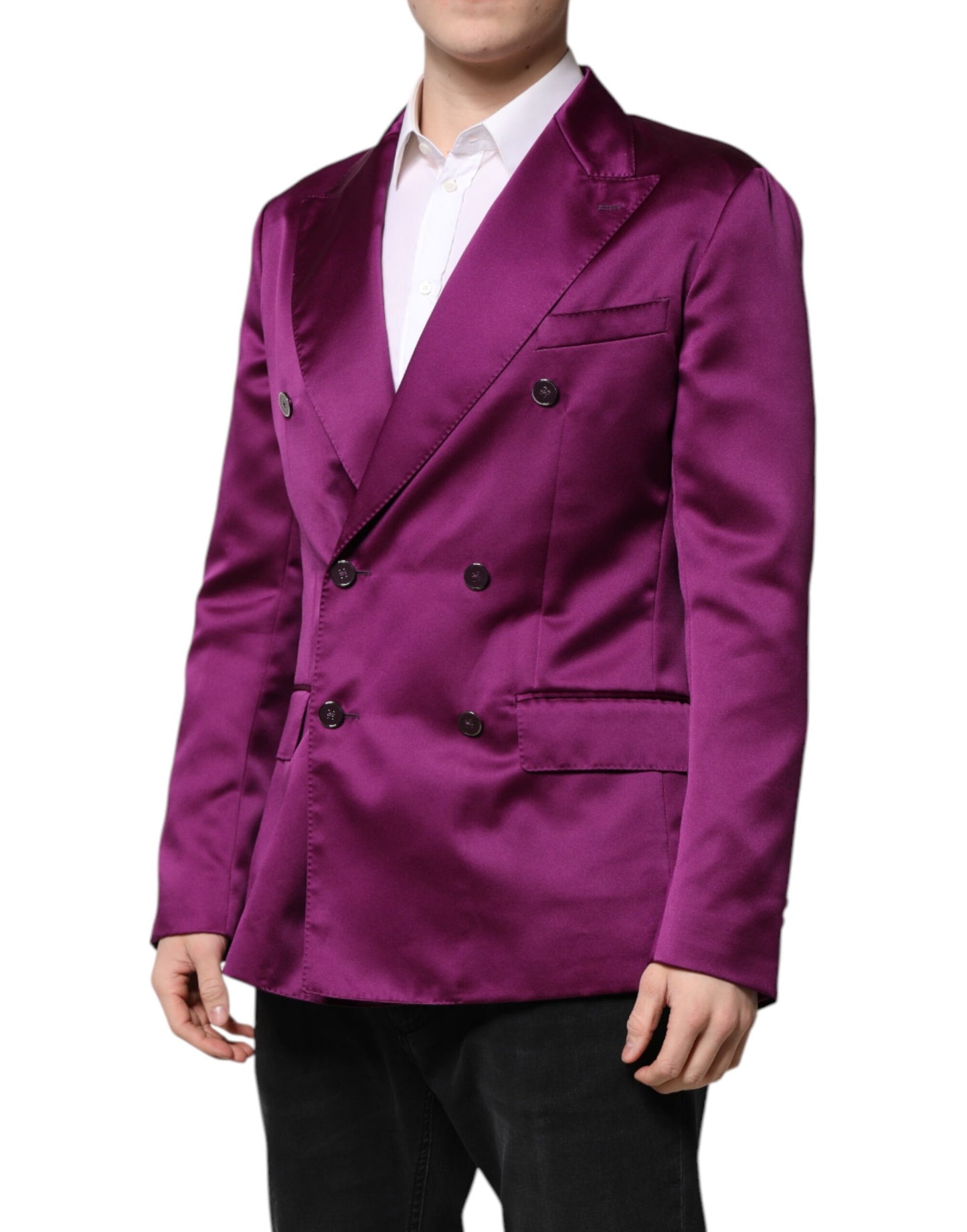 Dolce &amp; Gabbana Lila Zweireihiger Herren Anzug Mantel Blazer