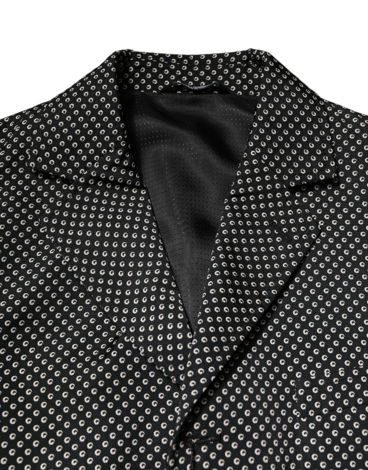 Dolce & Gabbana Dunkelgrauer Weiß Gemusterter Herren Anzug Sakko Blazer