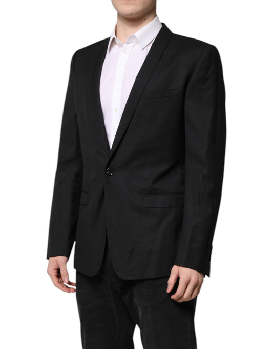 Dolce &amp; Gabbana Schwarz GOLD Einreihiger Anzugmantel Blazer