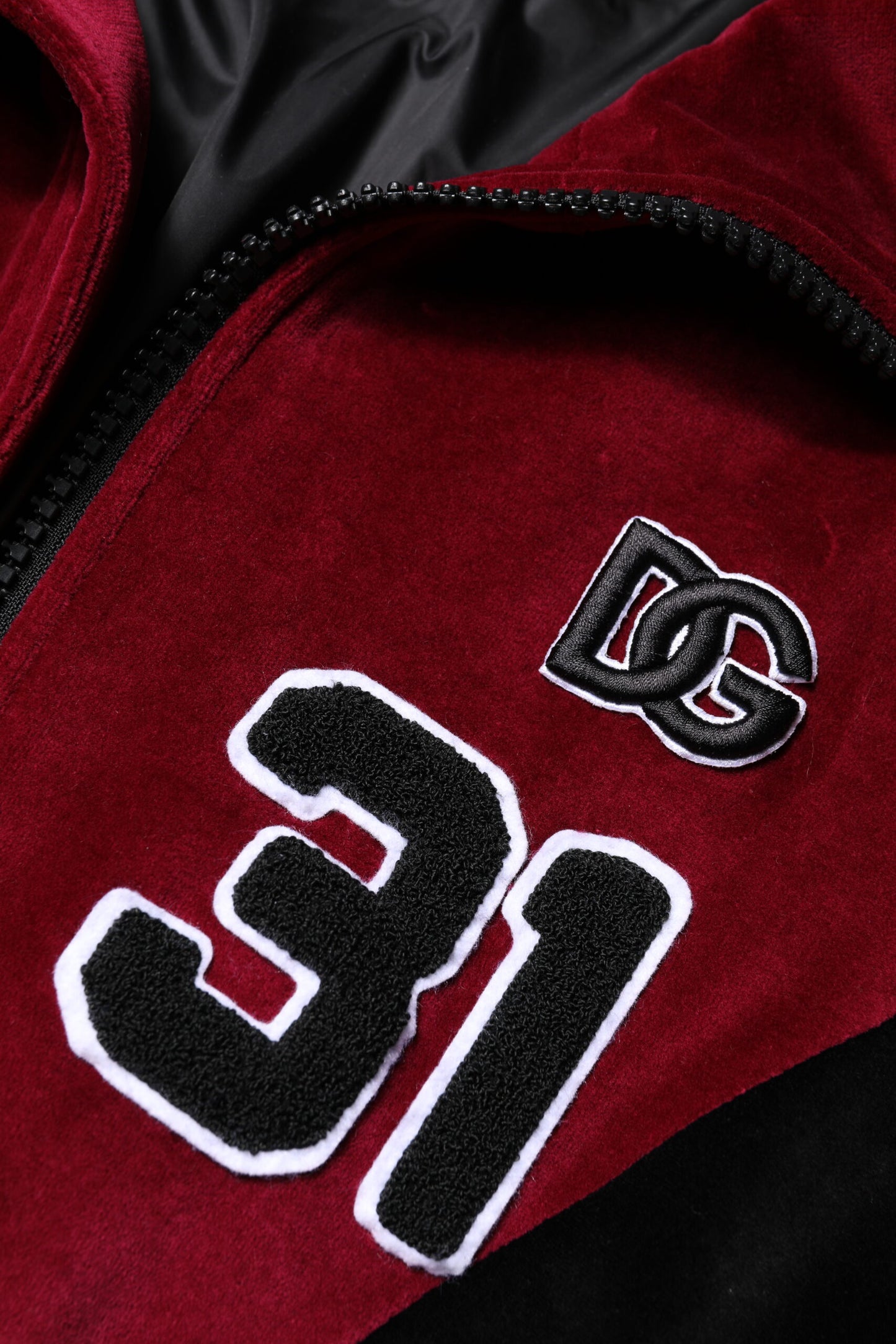 Dolce &amp; Gabbana – Bomberjacke aus Baumwolle mit durchgehendem Reißverschluss und Logo in Rot und Schwarz