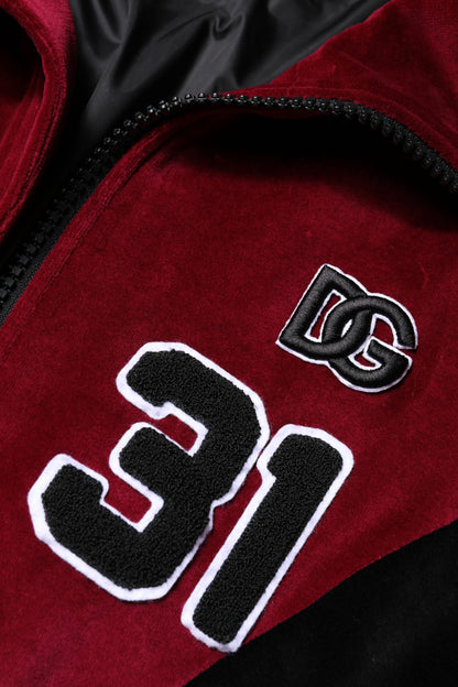 Dolce &amp; Gabbana – Bomberjacke aus Baumwolle mit durchgehendem Reißverschluss und Logo in Rot und Schwarz