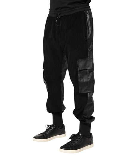 Dolce &amp; Gabbana – Schwarze Cargo-Jogginghose aus Baumwolle