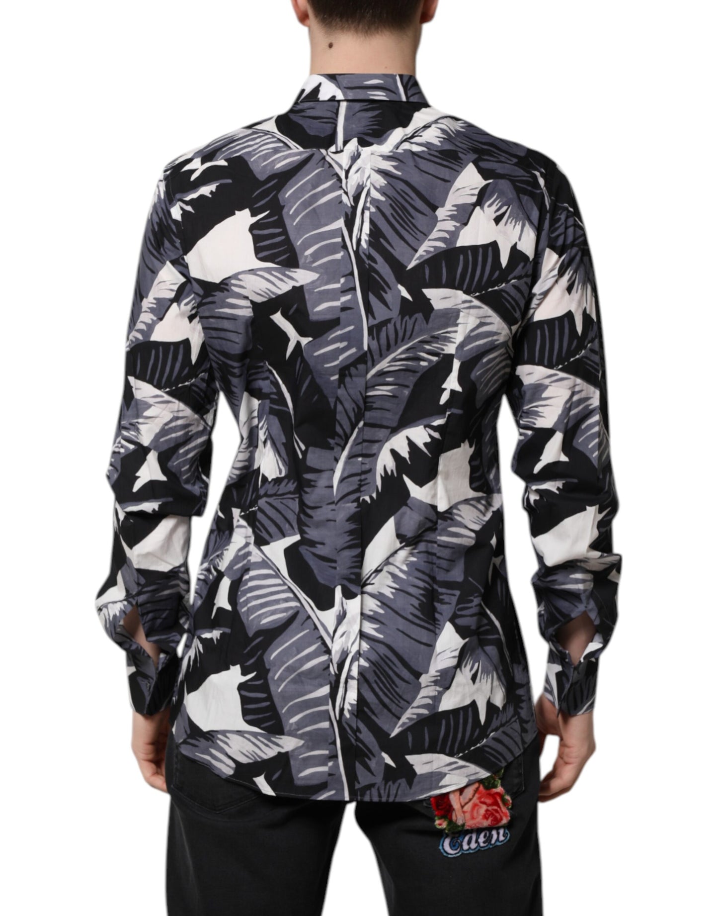 Dolce &amp; Gabbana Mehrfarbiges GOLD-Baumwollhemd mit Bananenblatt-Print