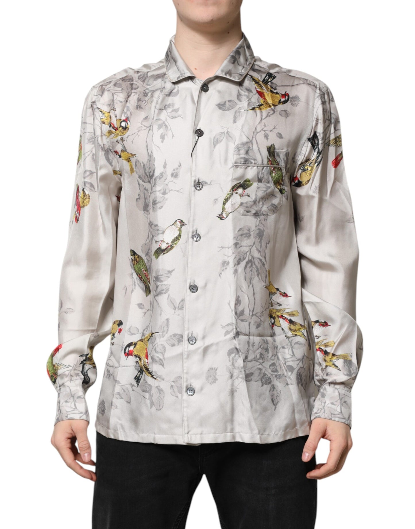 Dolce &amp; Gabbana – Mehrfarbiges Button-Down-Hemd aus Seide mit Print