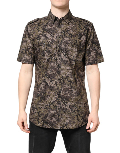 Dolce &amp; Gabbana Mehrfarbiges Camouflage Button-Down-Hemd in Gold
