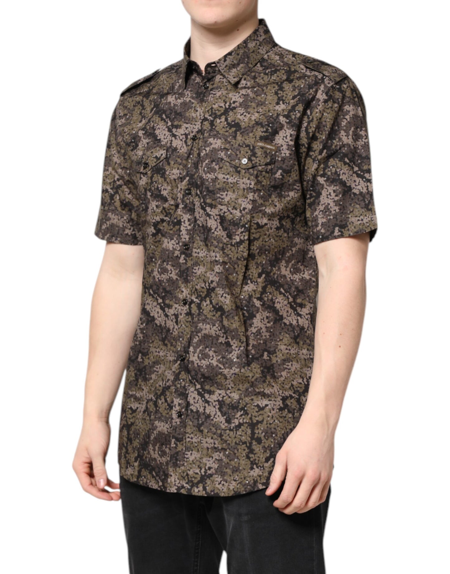 Dolce &amp; Gabbana Mehrfarbiges Camouflage Button-Down-Hemd in Gold