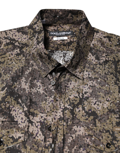 Dolce &amp; Gabbana Mehrfarbiges Camouflage Button-Down-Hemd in Gold