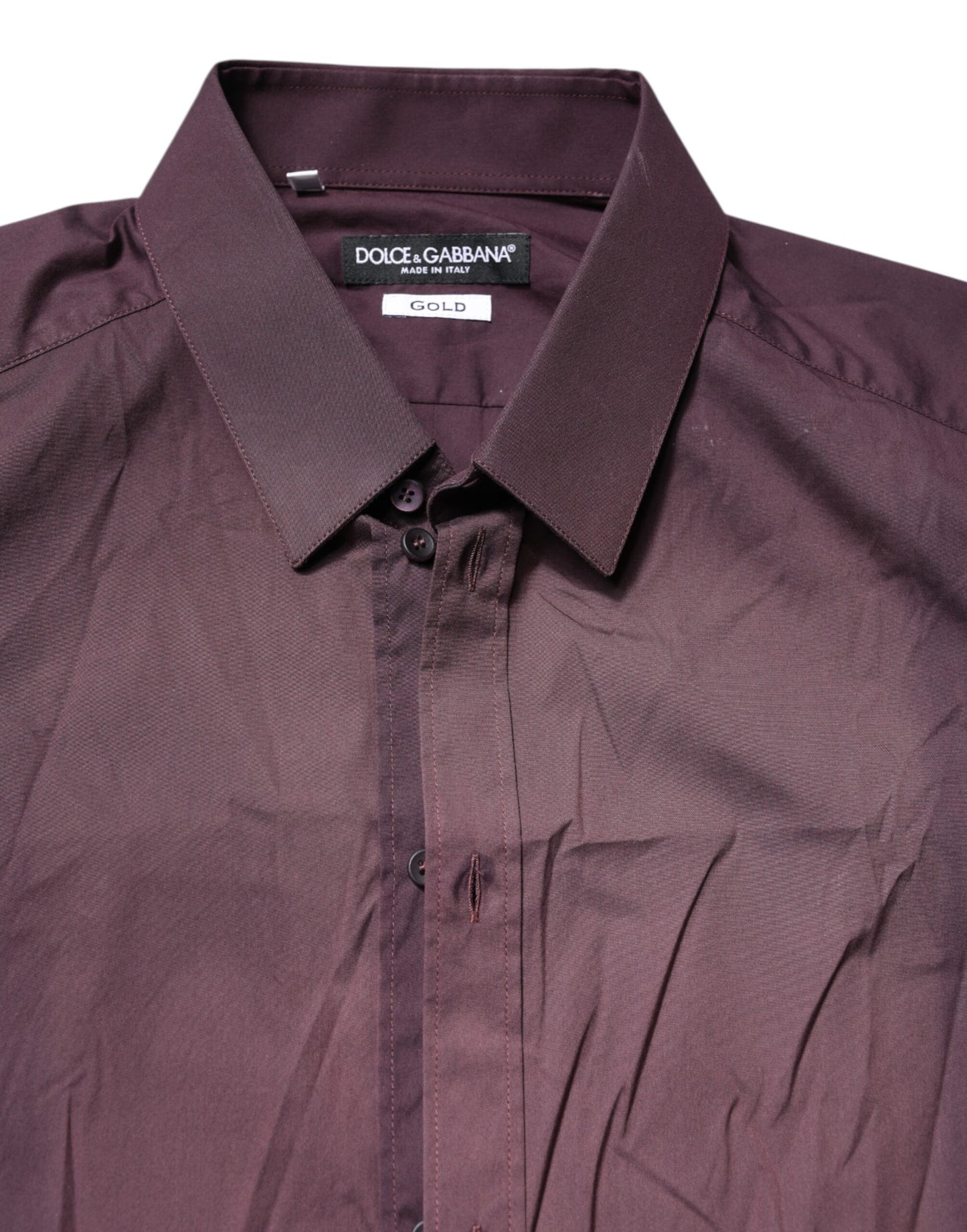 Dolce &amp; Gabbana Burgunderrotes GOLD-Langarmhemd aus Baumwolle