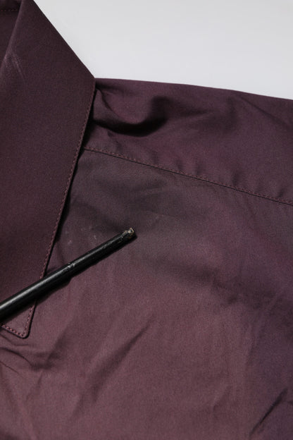 Dolce &amp; Gabbana Burgunderrotes GOLD-Langarmhemd aus Baumwolle