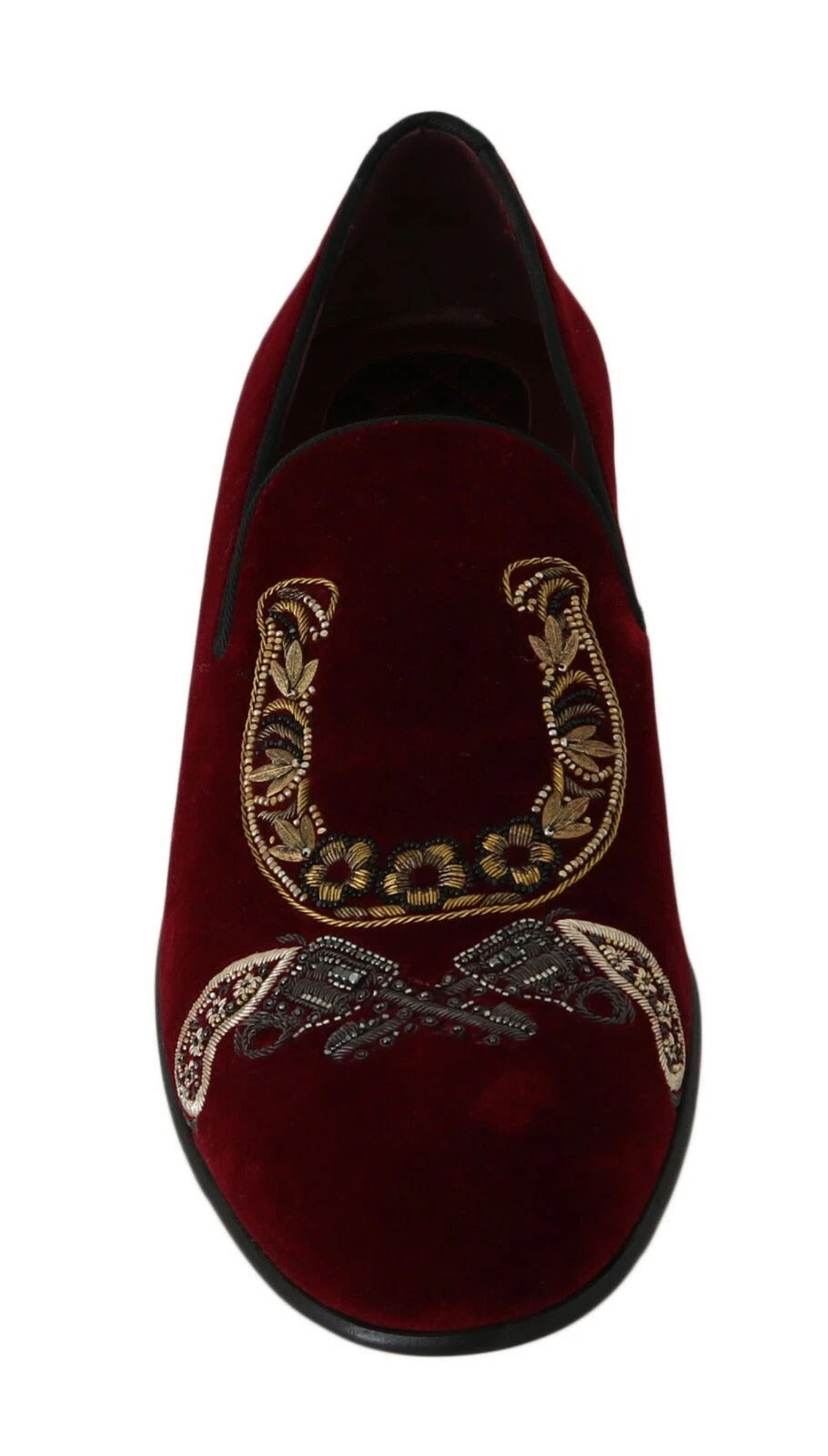 Dolce &amp; Gabbana Bordeaux Samt-Loafer Gun Hufeisenschuhe