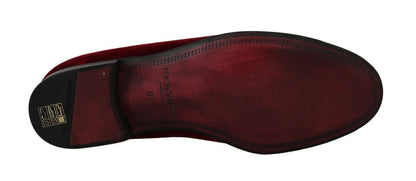 Dolce &amp; Gabbana Bordeaux Samt-Loafer Gun Hufeisenschuhe