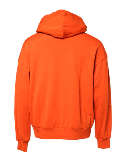 Dolce &amp; Gabbana Orange Baumwolle Kapuzenpullover Herren Sweatshirt Pullover